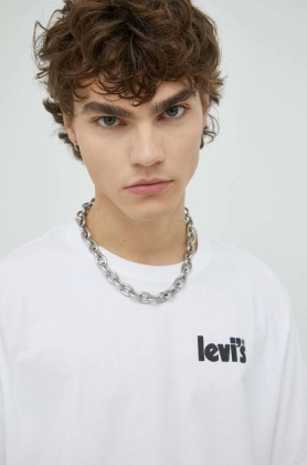 Levi\'s tricou din bumbac , culoarea alb, cu imprimeu