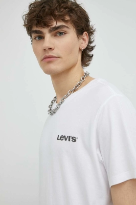 Levi\'s tricou din bumbac culoarea alb, cu imprimeu