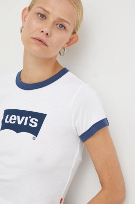 Levi\'s tricou din bumbac culoarea alb