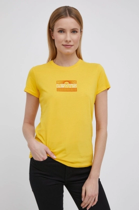 Levi\'s tricou din bumbac culoarea galben