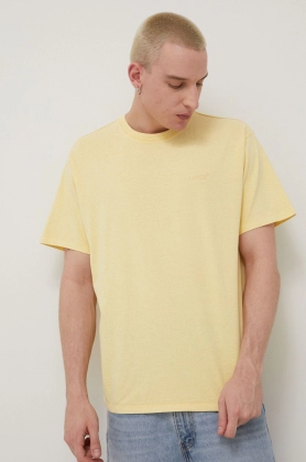 Levi\'s tricou din bumbac culoarea galben, neted