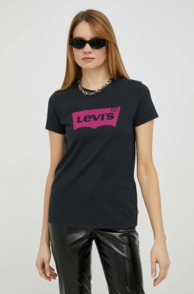 Levi\'s tricou din bumbac culoarea negru