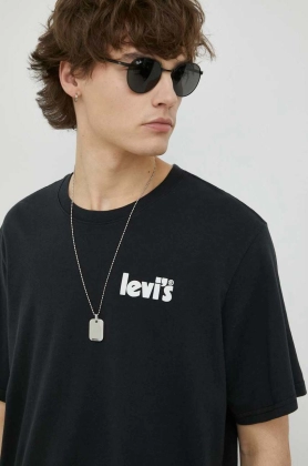 Levi\'s tricou din bumbac , culoarea negru, cu imprimeu