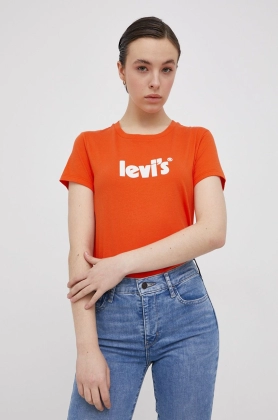 Levi\'s Tricou din bumbac culoarea portocaliu