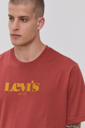 Levi\'s Tricou din bumbac culoarea rosu, cu imprimeu
