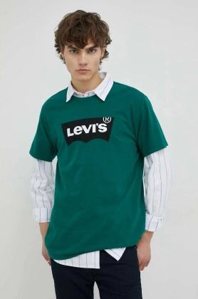 Levi\'s tricou din bumbac , culoarea verde, cu imprimeu
