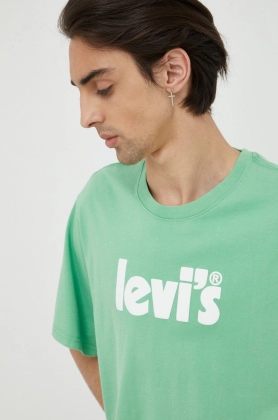Levi\'s tricou din bumbac culoarea verde, cu imprimeu