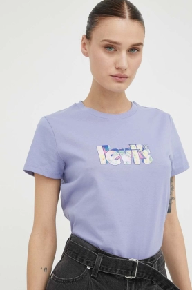 Levi\'s tricou din bumbac culoarea violet