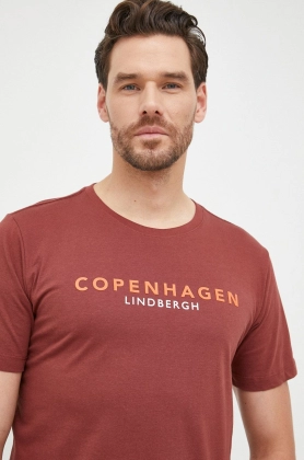 Lindbergh tricou din bumbac culoarea bordo, cu imprimeu