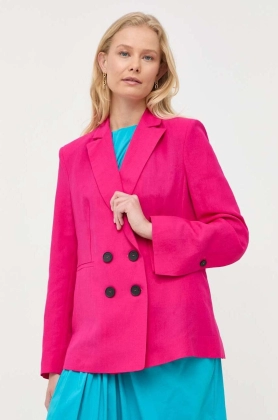 Liviana Conti blazer din amestec de in culoarea roz, cu doua randuri de nasturi, neted