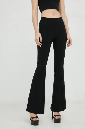 Liviana Conti pantaloni femei, culoarea negru, evazati, high waist