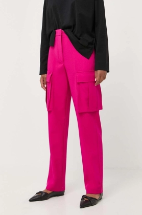 Liviana Conti pantaloni femei, culoarea roz, drept, high waist
