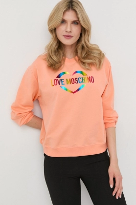 Love Moschino bluza femei, culoarea portocaliu,