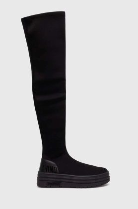 Love Moschino cizme femei, culoarea negru, cu platforma, JA15456G1HIM000A
