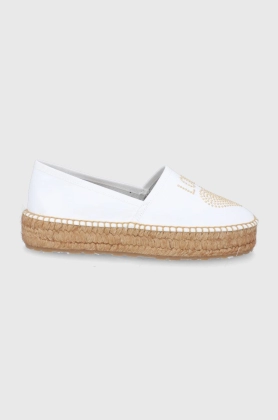 Love Moschino Espadrile de piele culoarea alb, cu platforma