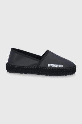 Love Moschino Espadrile de piele culoarea negru, cu platforma