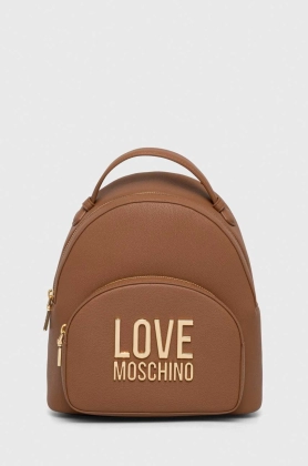 Love Moschino rucsac femei, culoarea maro, mic, cu imprimeu
