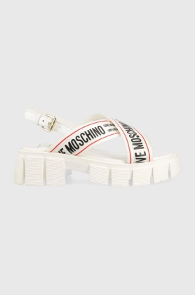 Love Moschino sandale femei, culoarea alb, cu platforma, JA16186G0GIX210A