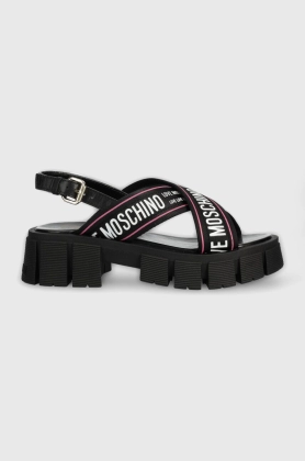 Love Moschino sandale femei, culoarea negru, cu platforma, JA16186G0GIX200A