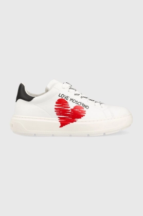 Love Moschino sneakers din piele Sneakerd Bold 40 culoarea alb, JA15394G1G