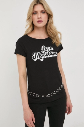 Love Moschino tricou din bumbac culoarea negru