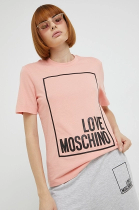 Love Moschino tricou din bumbac culoarea roz