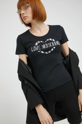 Love Moschino tricou femei, culoarea negru