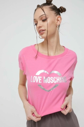 Love Moschino tricou femei, culoarea roz