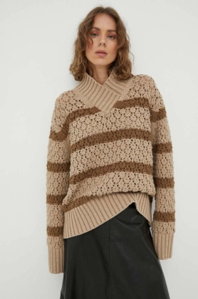 Lovechild pulover din amestec de lana femei, culoarea bej, calduros