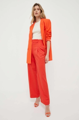 Luisa Spagnoli pantaloni din lana culoarea rosu, drept, high waist