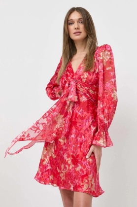 Luisa Spagnoli rochie din amestec de matase culoarea rosu, mini, evazati