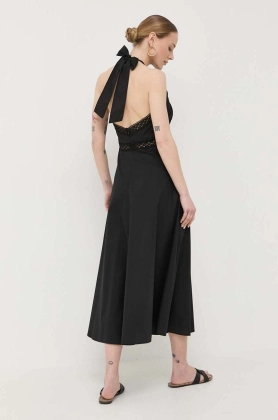 Luisa Spagnoli rochie din bumbac Purezza culoarea negru, midi, evazati