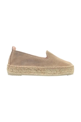 Manebi espadrile din piele intoarsa Double Sole Espadrilles culoarea maro, cu platforma, W 1.9 D0