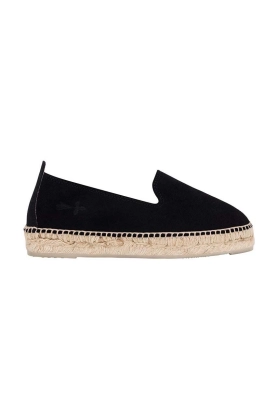 Manebi espadrile din piele intoarsa Flat Espadrilles culoarea negru, K 1.0 N0