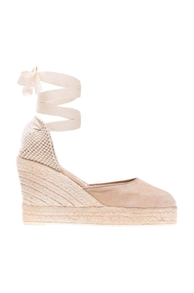 Manebi espadrile din piele intoarsa Wedge Espadrilles culoarea bej, M 1.1 WV