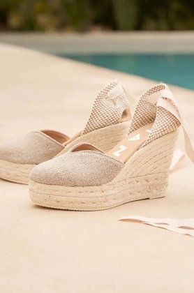 Manebi espadrile Heart-Shaped Wedge Espadrilles culoarea bej, O 7.1 WH