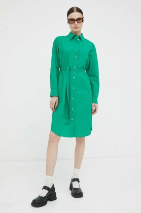 Marc O\'Polo rochie din bumbac culoarea verde, mini, drept