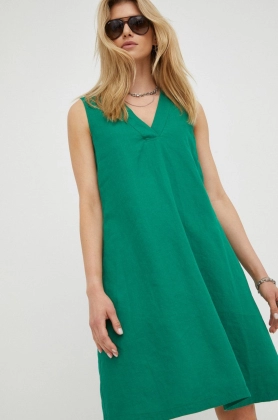 Marc O\'Polo rochie din in culoarea verde, mini, drept
