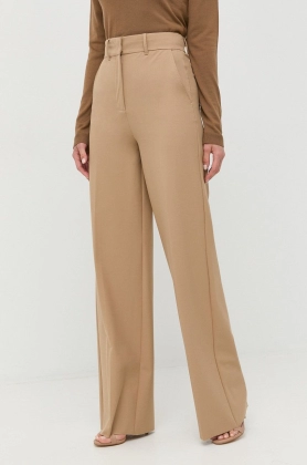 Marella pantaloni femei, culoarea bej, lat, high waist