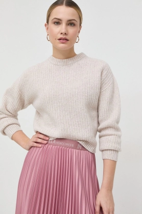 Marella pulover de lana femei, culoarea bej, calduros