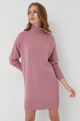 Marella rochie din amestec de lana culoarea roz, mini, drept