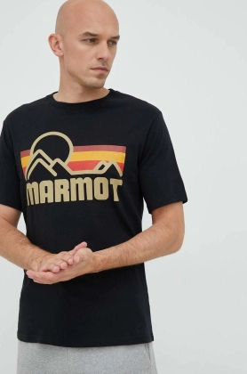 Marmot tricou din bumbac culoarea negru, cu imprimeu