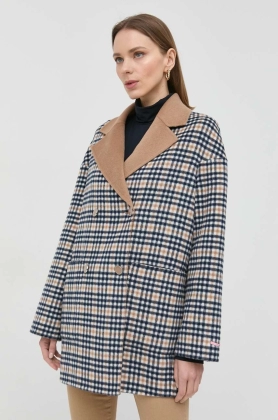 MAX&Co. palton din lana pe doua fete culoarea bej, de tranzitie, oversize