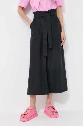 MAX&Co. pantaloni din in culoarea negru, lat, high waist