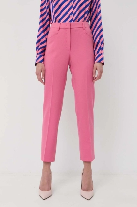 MAX&Co. pantaloni femei, culoarea roz, mulata, high waist