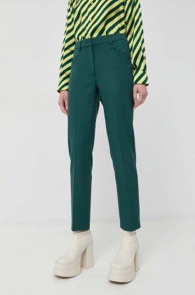 MAX&Co. pantaloni femei, culoarea verde, mulata, high waist