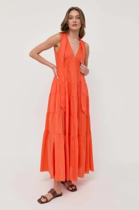 MAX&Co. rochie din bumbac culoarea portocaliu, maxi, evazati