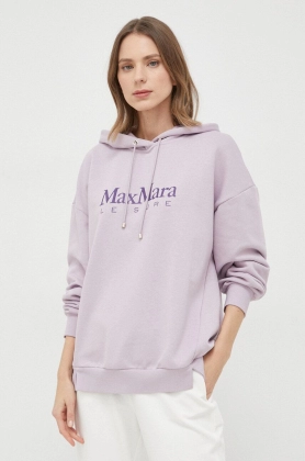 Max Mara Leisure bluza femei, culoarea violet, cu gluga, cu imprimeu