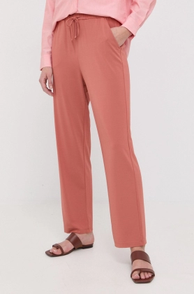 Max Mara Leisure pantaloni femei, culoarea roz, drept, high waist