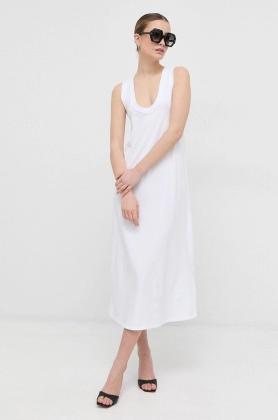 Max Mara Leisure rochie culoarea alb, midi, drept